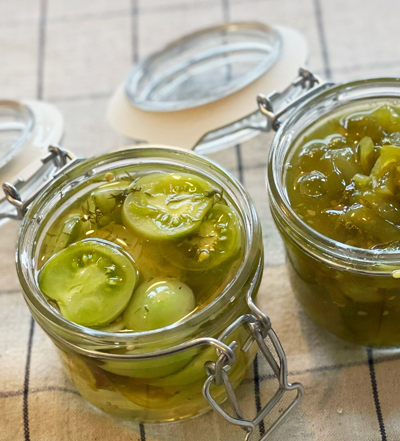 Pickled Green Tomatoes and Green Tomato Marmalade