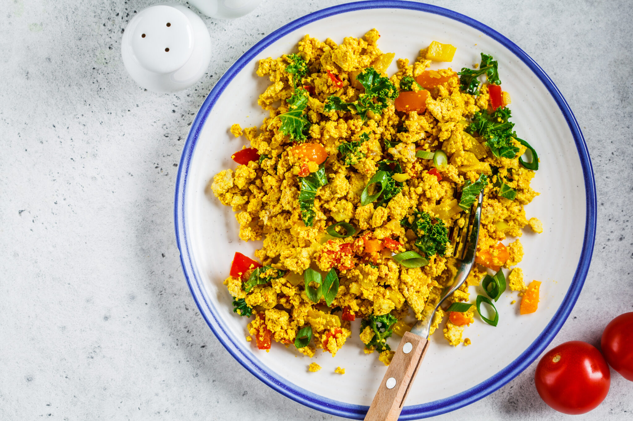 Tofu Scramble with Bell Peppers and Spinach